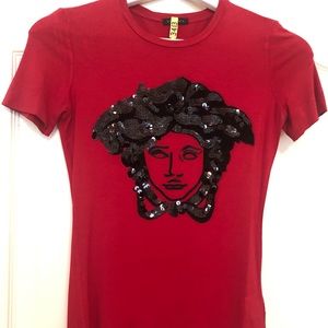 Red Versace sequin tshirt